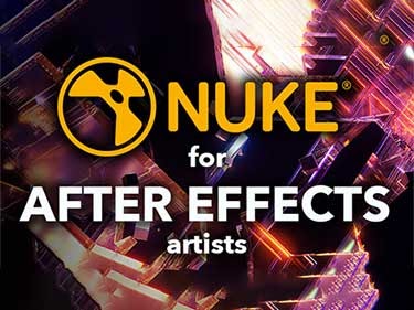 The Nuke logo and 'Nuke for After Effects Artists' written over an abstract background.