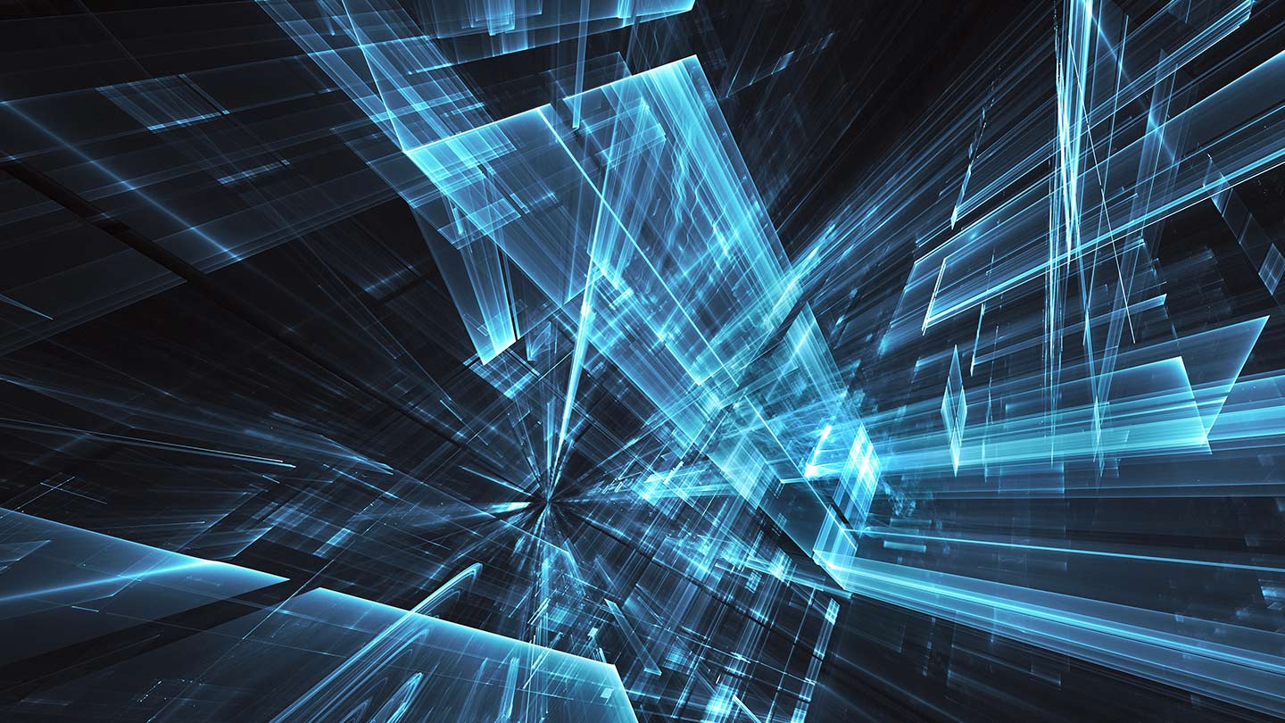 blue lights shining through panels