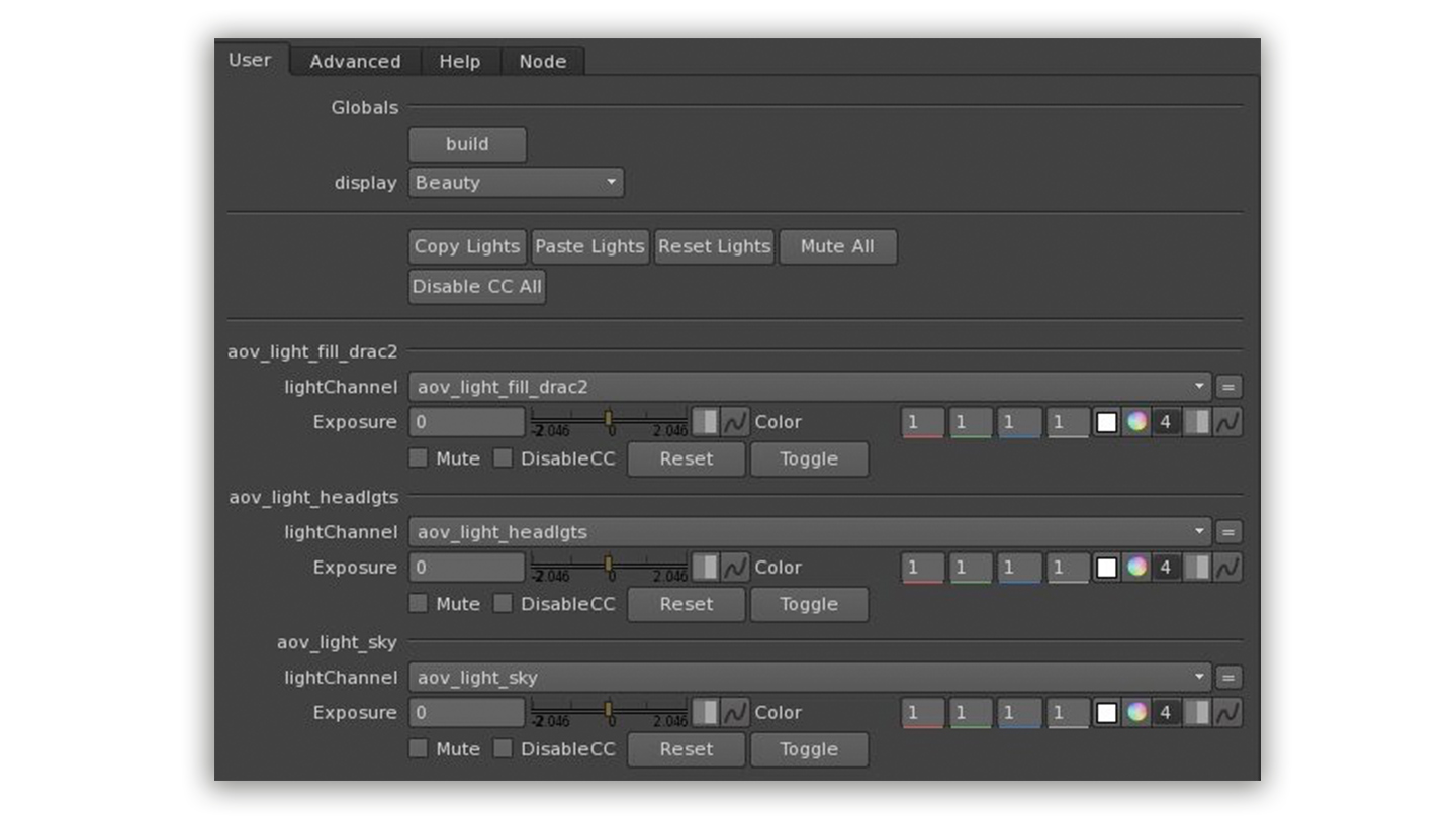 UI showing rendering out with AOVs and loading it into Nuke
