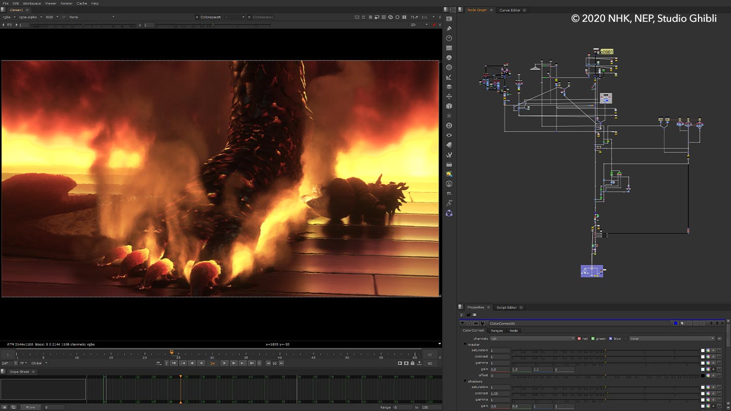 Shot of AOVs working in Nuke on Ghibli's Earwig and the Witch