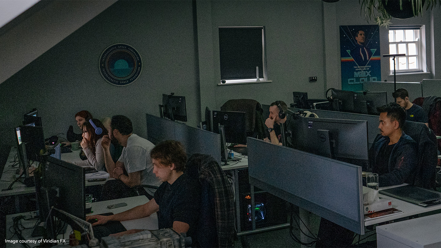 Inside the Viridian FX studio showing the team at work