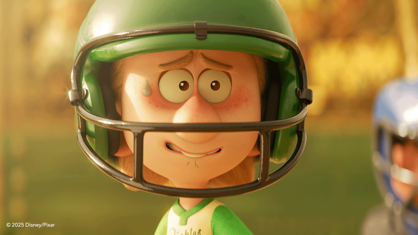 Softball player closeup in Pixar's Win or Lose