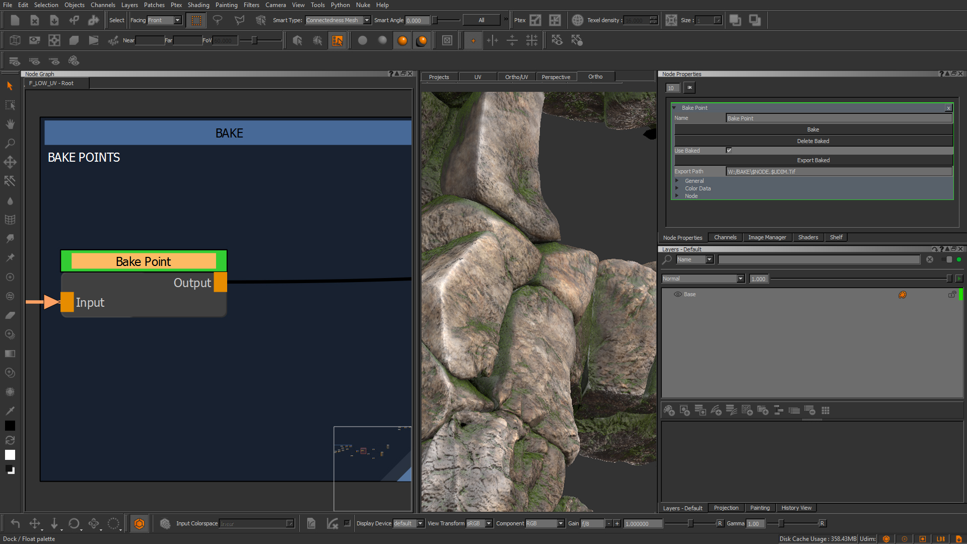 Mari bake point feature for 3d texture painting