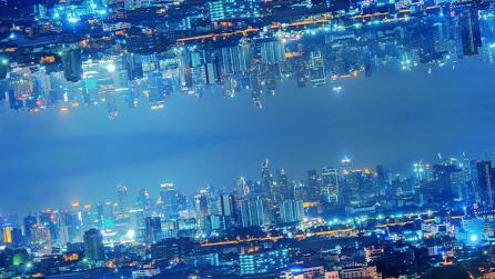 City mirrored above another city 