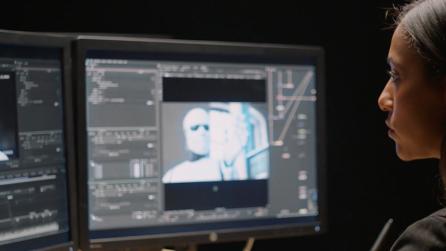 Woman using Nuke on Computer