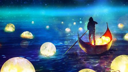 Animated girl standing in CG forest 