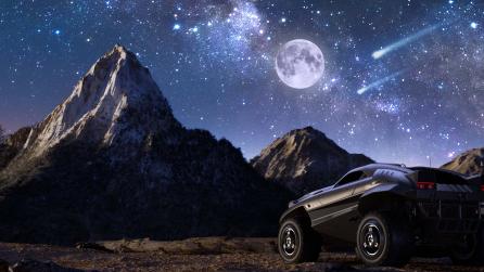 Modo 17.0 Mountains under moon and dark sky