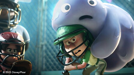 Softball player in still from Pixar's Win or Lose 