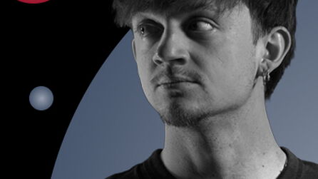 Artist Spotlight: Léo Châtel black and white portrait on black background with colored spotlights