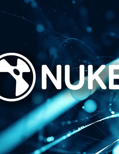 Abstract glowing imagery with Nuke logo