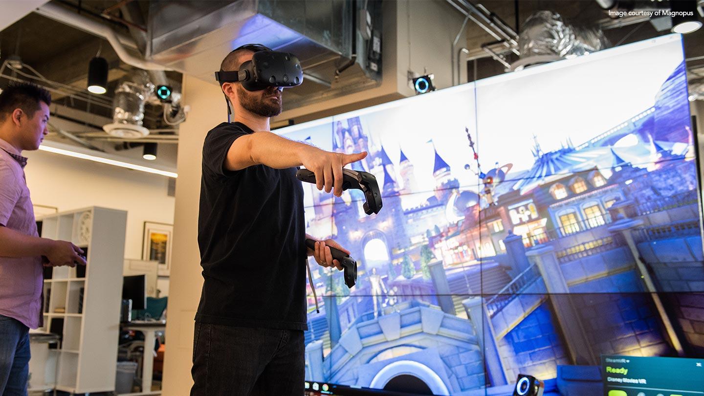 Man using VR headset