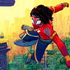 Pavitr Prabhakar as Spider-Man with Mumbatten skyscrapers in the background