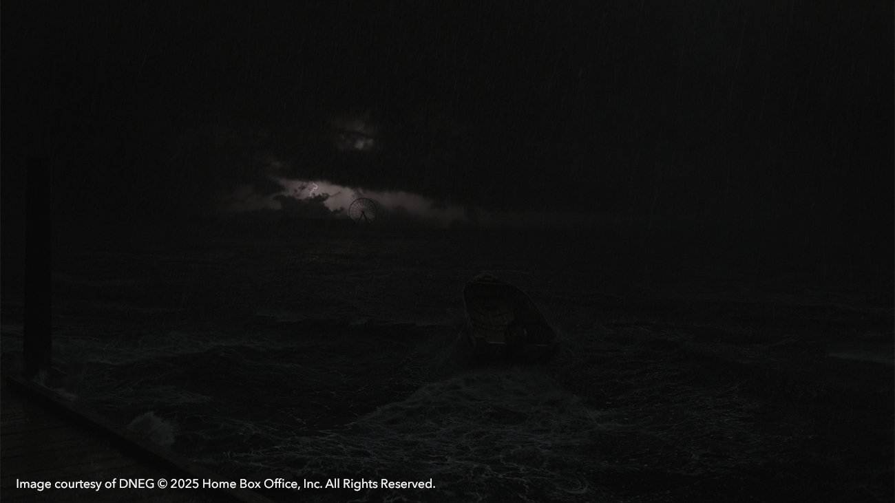 Boat on stormy seas in The Last of Us season 2